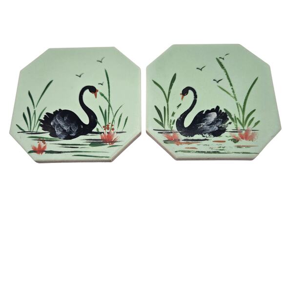 1946 Alpena Michigan Folk Art Swan Plaques Set of 2 - Picture 4 of 12